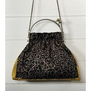 Handmade Celestial Handbag/Kiss Closure/Removable Strap Black/Gold Fairy Grunge